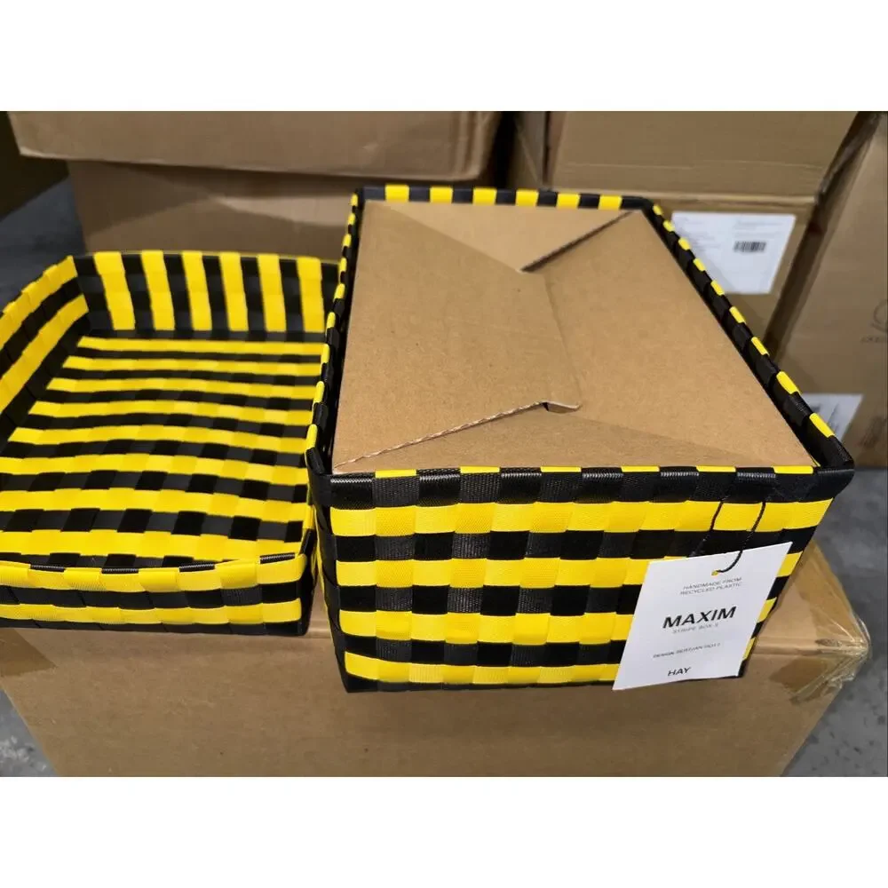 Hay Maxim Stripe Box s Yellow and Black Sewing Box and Storage Sewing Supply Box